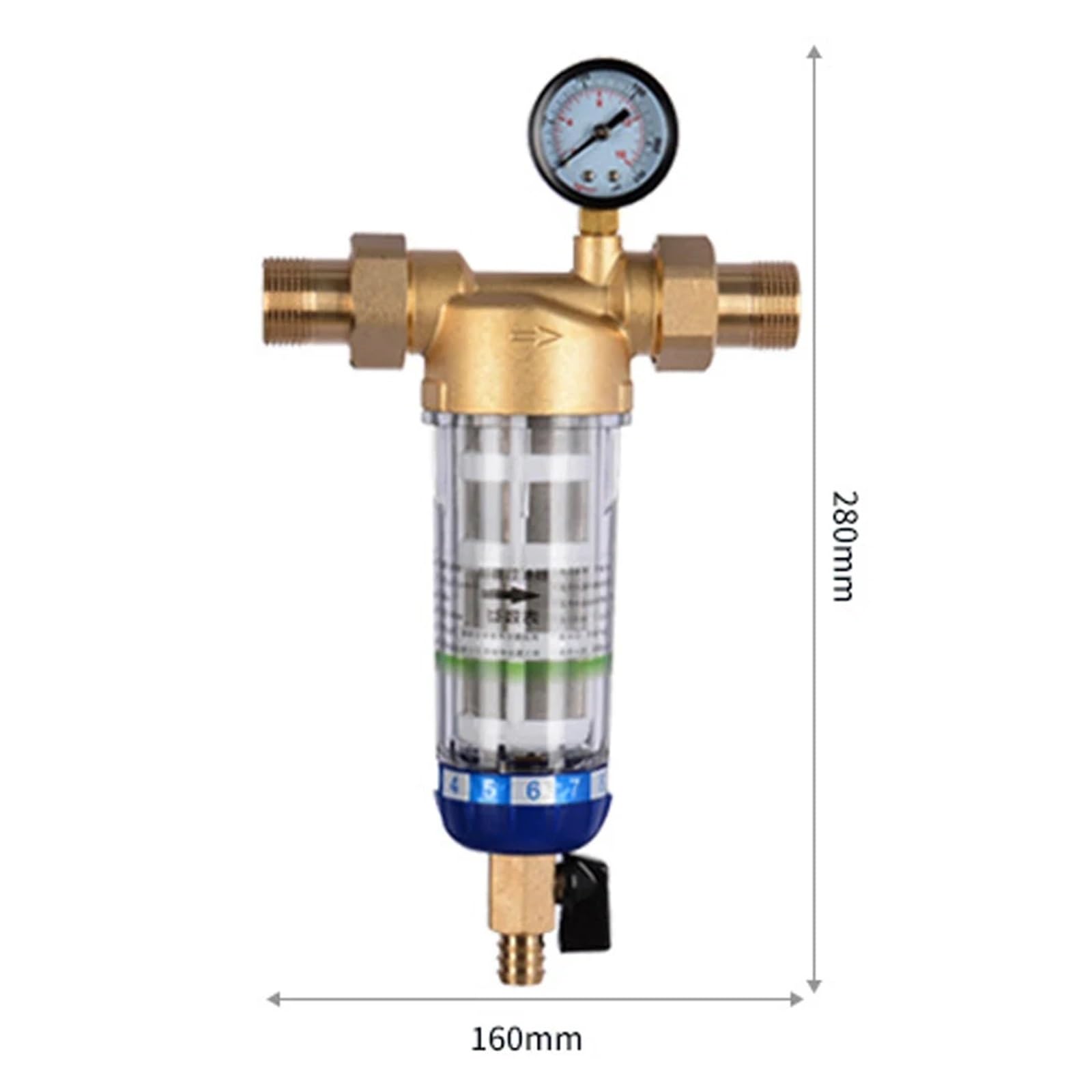 3/4 Prefiltro Purificatore Tutta la casa Spin Down Sedimenti Filtro for l'acqua di prefiltro centrale Controlavaggio Rete in acciaio inossidabile Sostituzione sottolavello