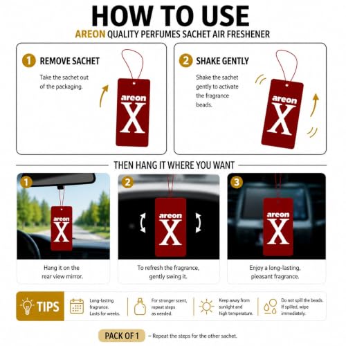 Image of AREON X Brown Leather Paper Hanging Car Air Freshener - Pack of 12