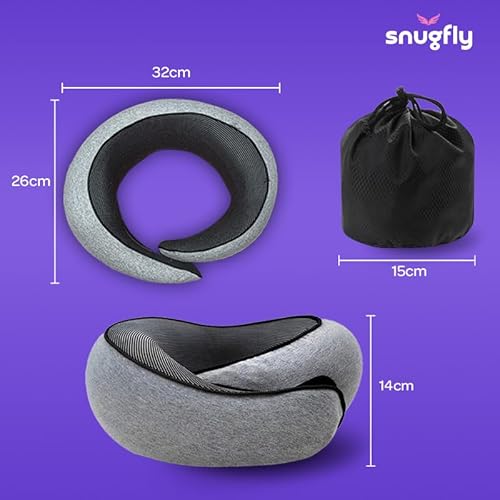 Travesseiro de Viagem SnugFly - Suporte Duplo para Cabeça, Pescoço e Cervical. Ergonômico, Leve, Com