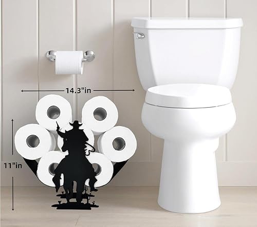 Miniatura 5 de Titular de papel higiénico de metal negro vaquero, soportes de papel de animales, soporte de papel de metal decorativo, divertido almacenamiento de