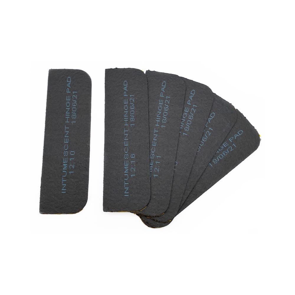 Pack of 24 Fire Essentials Graphite Radius Corner Self Adhesive Intumescent Hinge Pads 100 x 30 x 1.0mm