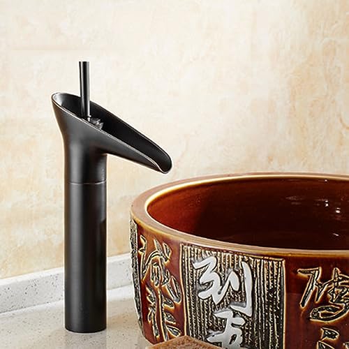 Mitigeur de lavabo cascade antique court rétro pour salle de bains en laiton