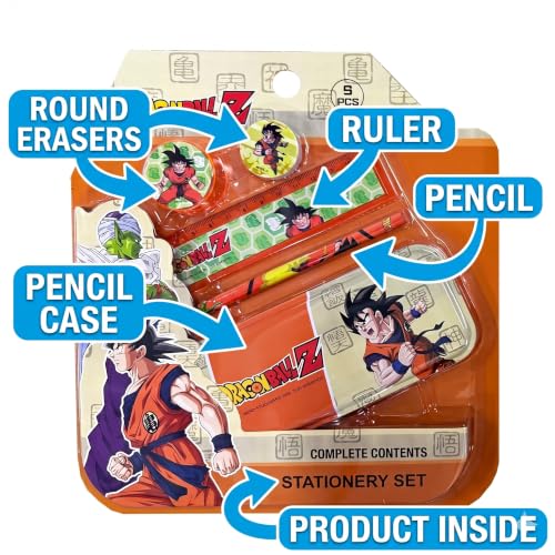 Image of Dragon Ball Z 5 pcs Stationery SetSchool Supplies Kit Multicolor Return Gift for Kids Age 3 Years +
