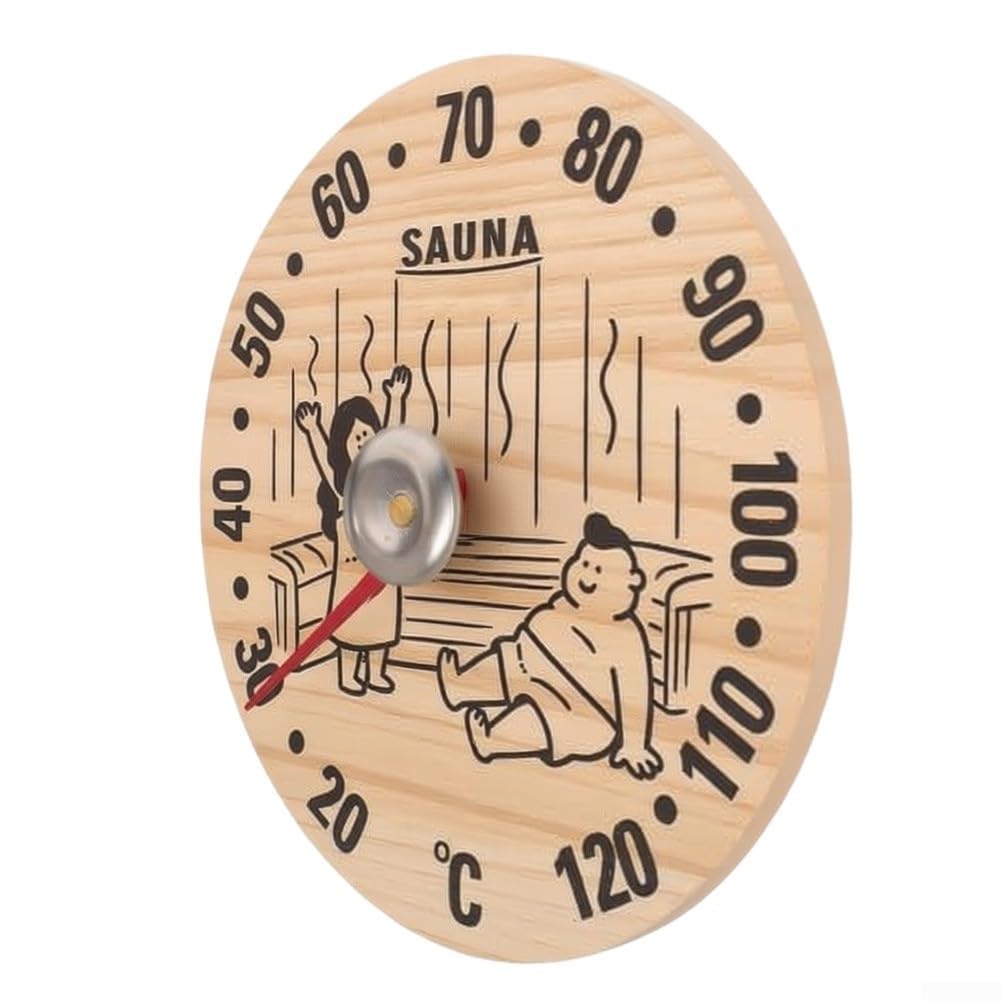 Higrómetro Termómetro Sauna Analógico de para madera Sin Pilas Medidor Temperatura Humedad Pared 12x12cm Calor Hogar