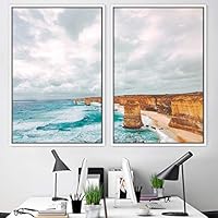 2 Piece Framed Canvas Wall Art Coastal Scenery Canvas Prints Home Artwork Decoration for Living Room,Bedroom - 16