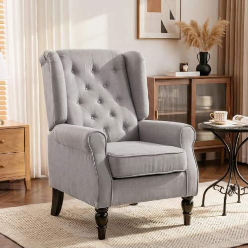 Image of HOMCOM Comfy Accent Chair for Living Room, Wingback Armchair, Gray