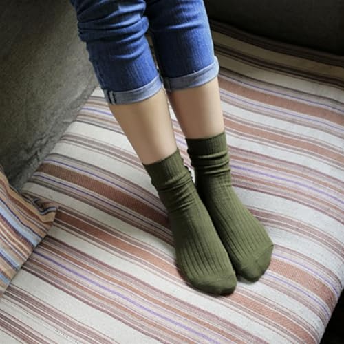 Image of Women Crew Dress Socks Cotton Solid Color Slouch Sock for Dressy Shoes 5 Pack