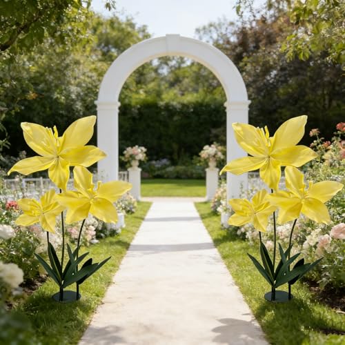 Décoration d'intérieur fleurs artificielles de sol avec base et 3 têtes florales