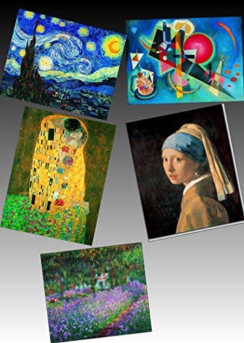 Top5C1 ofrecer 5 laminas de papel Offset de 300 g cm. 60 x 80 cada uno Autores Van Gogh Klimt Monet Vermeer Kandinsky