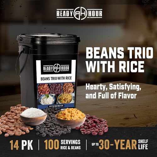 Ready Hour Beans Trio with Rice Kit Bucket (100 Servings) Survival Beans and Rice, Survival Food Storage, Emergency Preparedness Food, Prepper, Easy Prep, 30-Year Shelf Life - Image 5