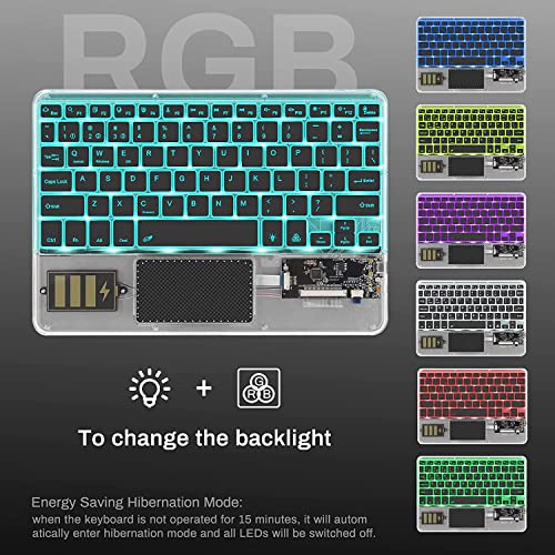 Image of TECPHILE Universal Z33 Wireless Keyboard with Touchpad & Backlit for iPad, Samsung Tab, Computer | Multi Device Con¬nection, Transparent Look, Rechargeable