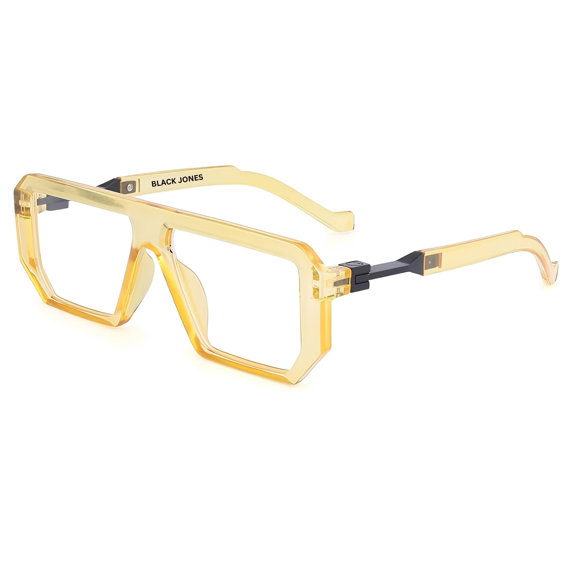 Black Jones Men's Oversized Square Sunglasses| Bold Frame Design | Metal Temple Accents | Stylish Luxury Eyewear | UV Protection-image-3
