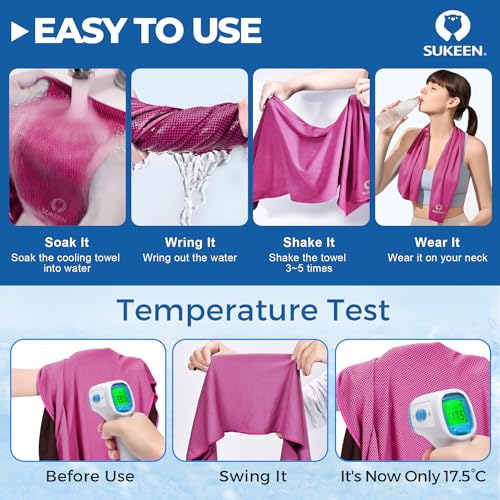 Sukeen Cooling Towels 8 Pack (40"x12"), Cooling Towels for Neck and Face, Microfiber Cool Towel, Soft Breathable Chilly Towel for Yoga, Golf, Gym, Camping, Running, Workout & More Activities by Sukeen - Used condition - Image 3