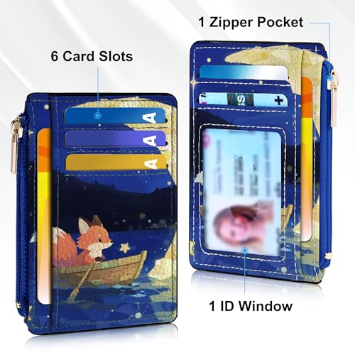 Image of Tipmile Womens Credit Card Holder Wallet, Small Slim RFID Blocking Sleeve | Mini Tiny Cute ID Case, Minimalist Zipper Pocket Wallet, Thin Coin Purse, Mothers Gift