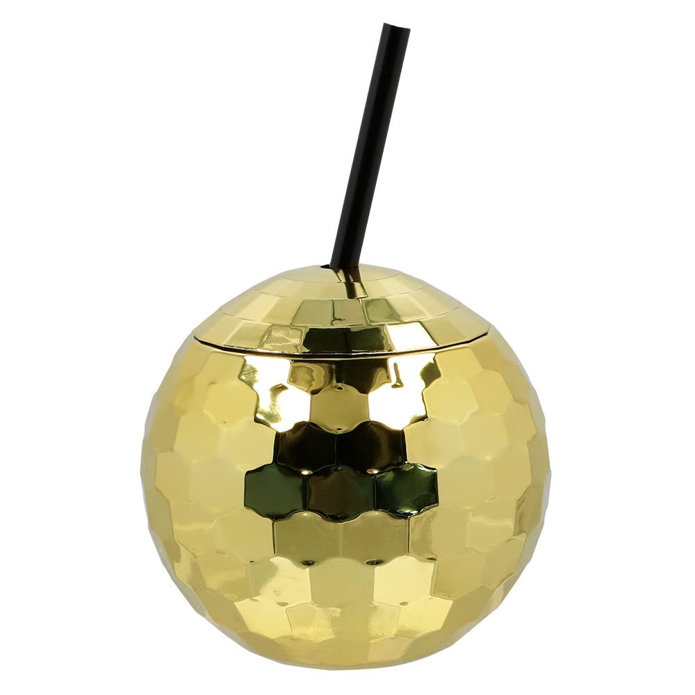 Boland 718 Disco Ball Cup with Straw Gold, Standard Size