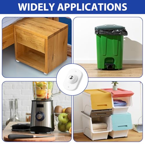OFFCUP 8 Stück Kugelrollen Mini Möbelrollen Flach Selbstklebende Rollenrad Kugelrollen für Möbel Universal 360 Grad Rollen für DIY Mülleimer Aufbewahrungsbox Kleingeräte Mülleimerbox (weiß)