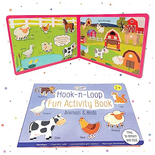Image of Hook n Loop Fun Activity Box | Velcro Books | Montessori Activity | Busy Book | for 2+ Years Kids - Explore Animals & Birds through Interactive Play
