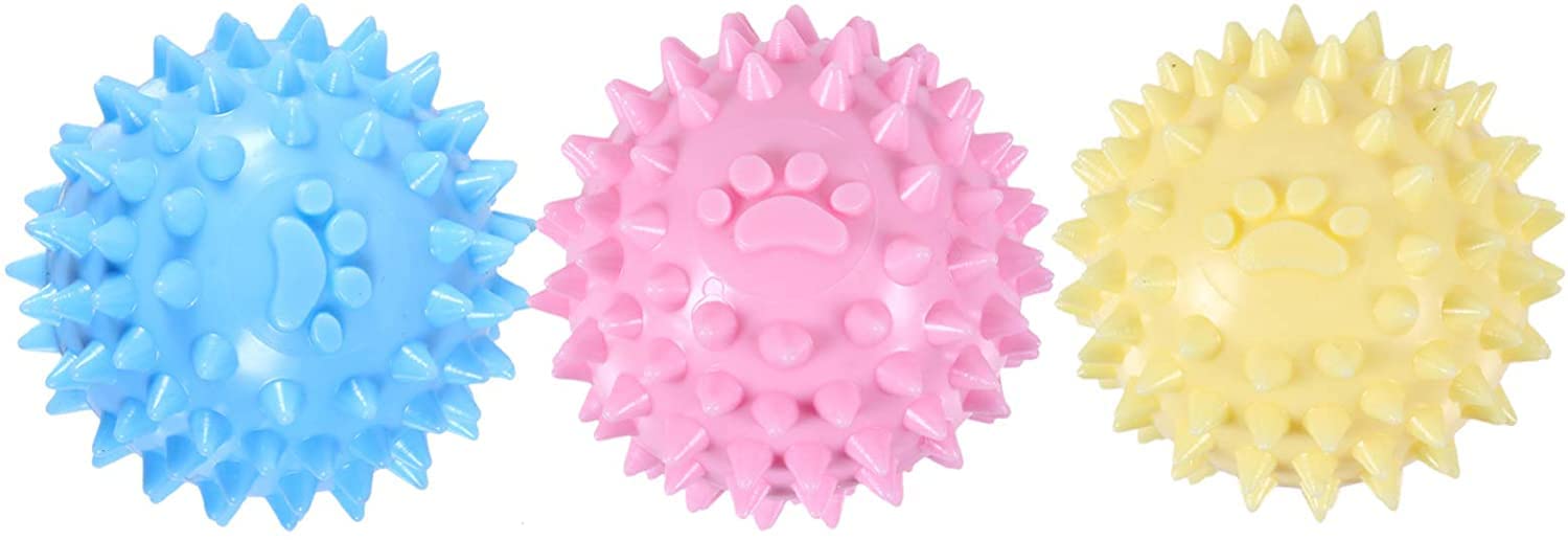 SYOSI Pet Balls, Dog Spiky Ball Toys, Pet Training Ball, Bite Resistant Molar Toy, Interactive Dog Toys, IQ Treat Ball, for Dog Puppy 3pcs