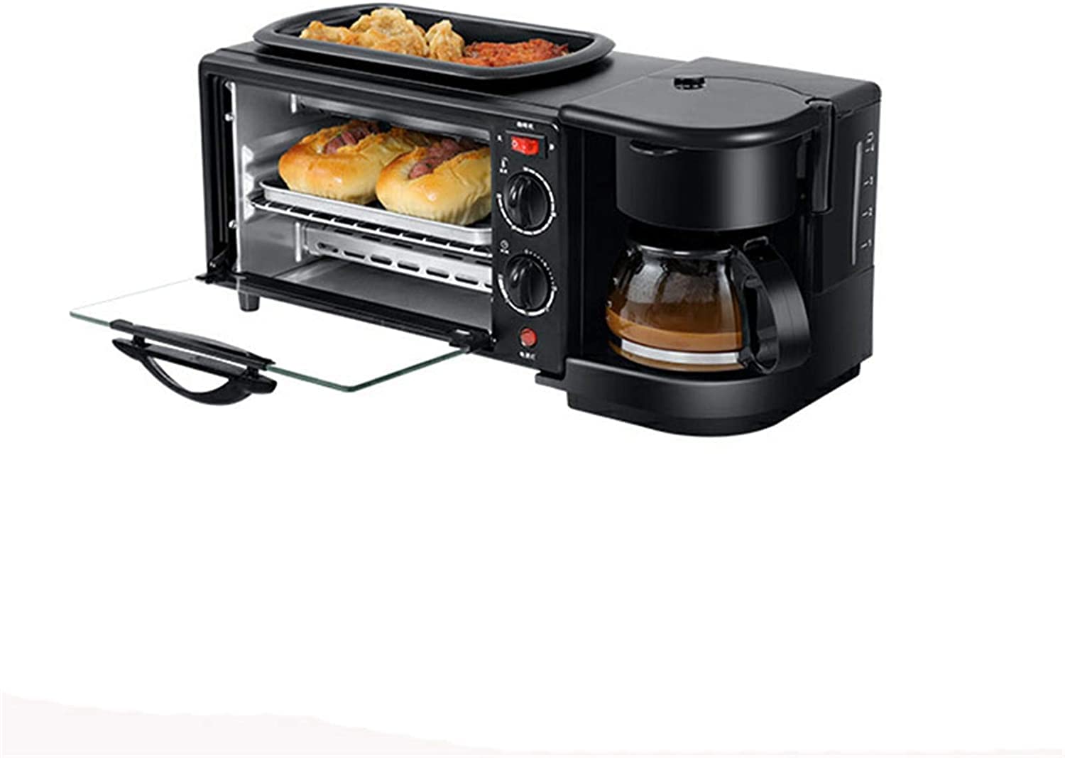 Forno Premium Convezione Fornello alogeno Fornello Caffettiera Teppanyaki Maker Multifunzione 3 in 1 Facile da Pulire Ideale per arrostire, cuocere al Forno Utile