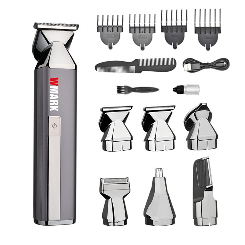 Image of WMARK Men Ng-Ht001 6-In-1, Face, Hair And Body - Multi Grooming Kit, Hair Trimmer, Beard Trimmer, Ear & Nose Trimmer Head Shaver Full Body Grooming Kit, Metal Body, 7000Rpm Motor Runtime 180 Minutes