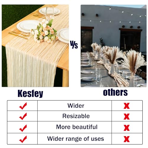Kesfey 90x400cm Khaki Cheesecloth Table Runner 13FT Long Boho Gauze Table Runners Cheese Cloth Rustic Sheer Runner for Wedding Bridal Shower Birthday Party Dinner Table Decorations - Cosy Home Interiors Kesfey 90x400cm Khaki Cheesecloth Table Runner 13FT Long Boho Gauze Table Runners Cheese Cloth Rustic Sheer Runner for Wedding Bridal Shower Birthday Party Dinner Table Decorations - Image 7