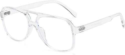 ZIMUSUN Gafas de aviador retro con luz azul para mujeres y hombres de los años 70, gafas de piloto con marco de gran tamaño, antifatiga ocular