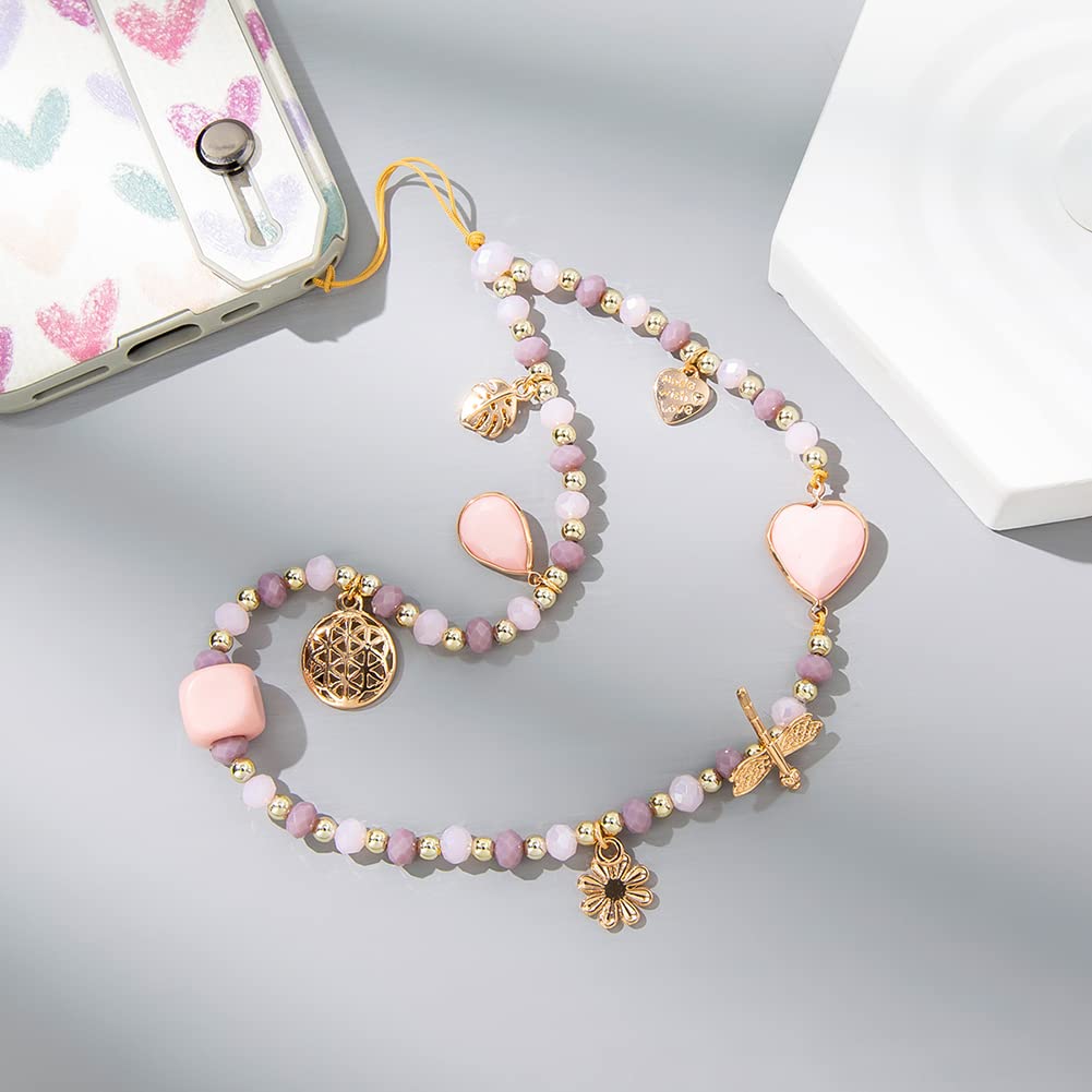 UposaoPhone Lanyard & Case Wrist Strap Beaded Anti-Lost Pendant Decoration Key Chain