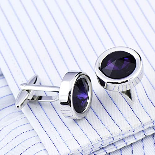 Mancuernillas para hombre redondas color púrpura miniatura 2