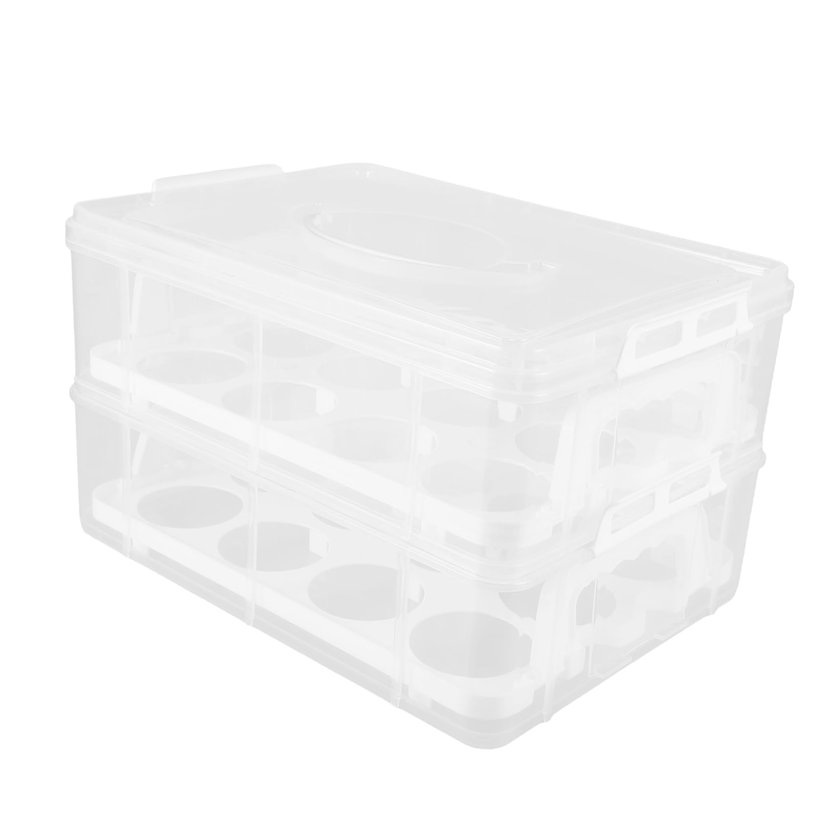 Zerodeko Weiße Kunststoff Dessertbox mit Duallayer Struktur und Transparentem Design Luftdichter Cupcake Transportbehälter für Desserts und Kleine Gegenstände