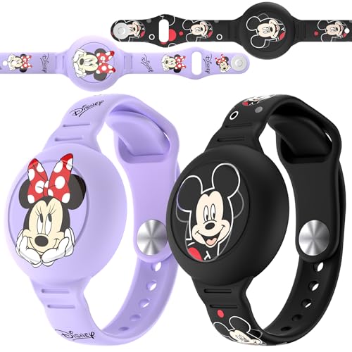 Beardslee Pulseras impermeables para AirTag para niños (paquete de 2), bonito soporte para AirTag de dibujos animados para niños con diseño oculto de cobertura completa, accesorios de pulsera oculta