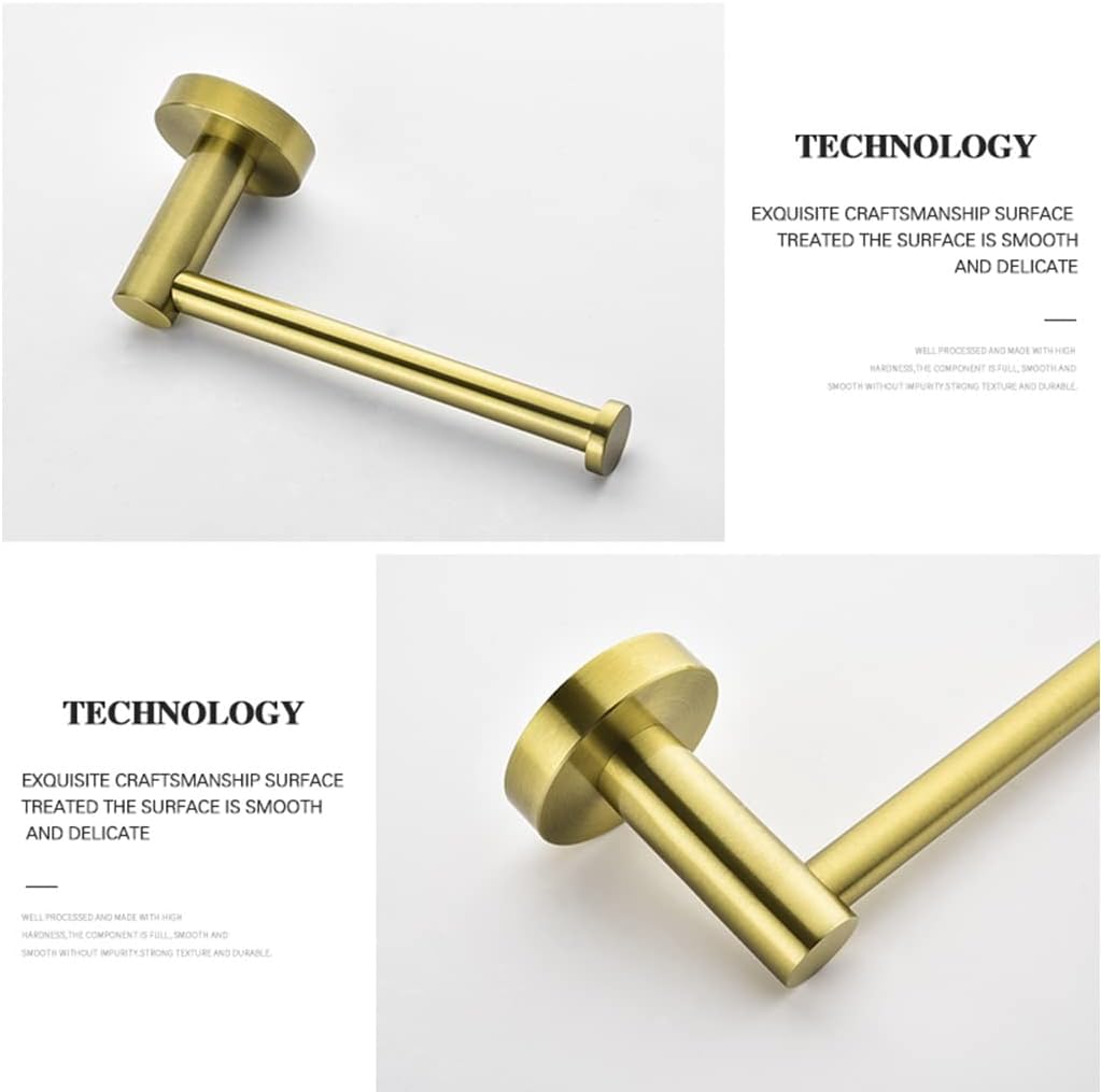 LSLYTQ Brushed Gold Stainless Steel Bathroom Hardware, Hand Towel Ring, Toilet Paper Holder, 2 Robe Towel Hooks, Bathroom Accessories Kit