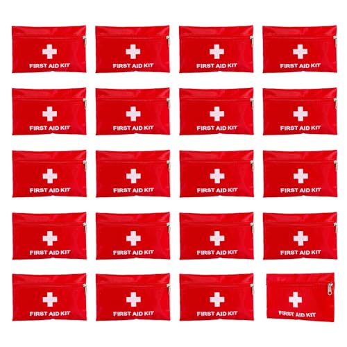 Image of First Aid Bags Empty,Mini First Aid Pouch Empty,Mini First Aid Kit Bulk,Zipper Pouches for Emergency,Travel and Outdoor (Red 20 Pack, 4.3 * 6.3 inch)