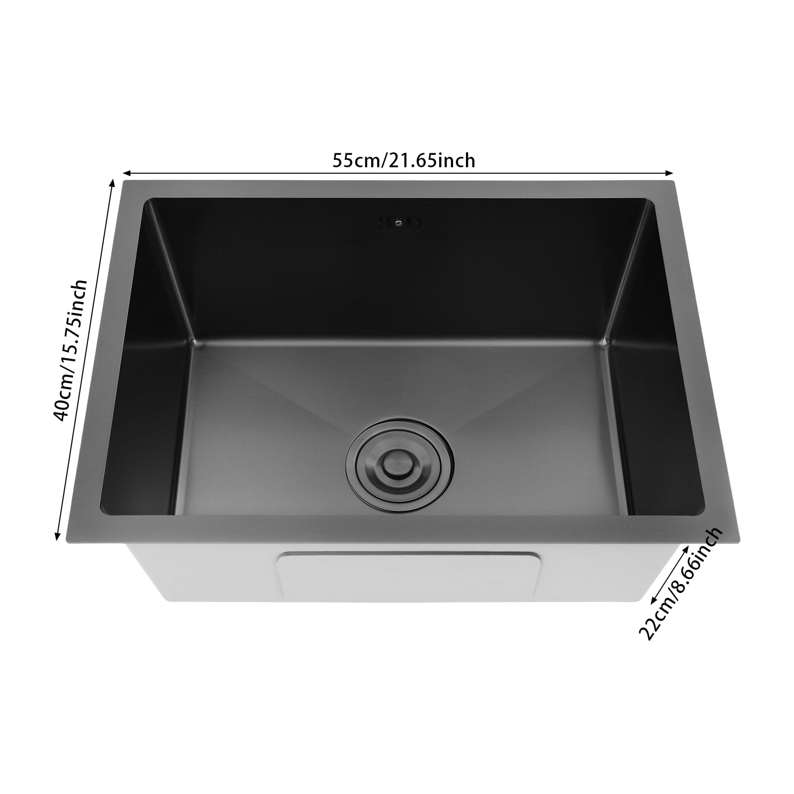 55 x 40 cm Spülbecken aus Edelstahl, Küchenspüle mit 360° Wasserhahn, Edelstahlspüle kompl. Siphon und Abtropffläche,Küche 1 Becken Einbauspüle für Zuhause/Restaurant, Schwarz