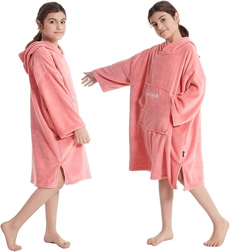 Miniatura 6 de Hiturbo Bata cambiadora para niños, manta de felpa, toallas de natación suaves, poncho de surf cálido, sudadera con capucha de forro polar, cubierta