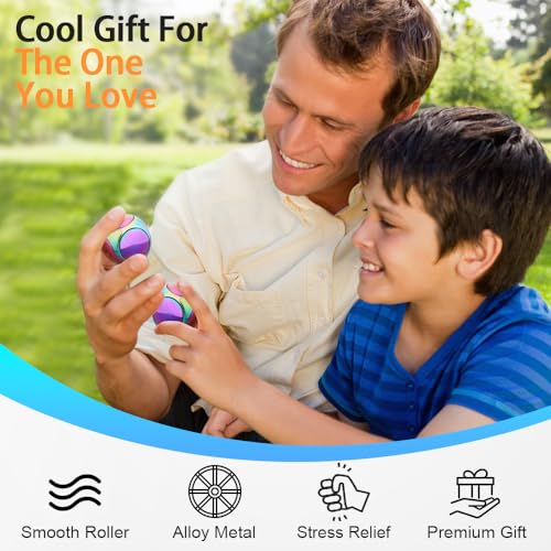Image of Dilabnba Fidget Spinners Stress Ball Kinetic Desk Toy for Kids Adults, Metal Handheld Gadget Finger Hand Spin Fingertip Gyro Goody Bag Fillers Gift, Rainbow