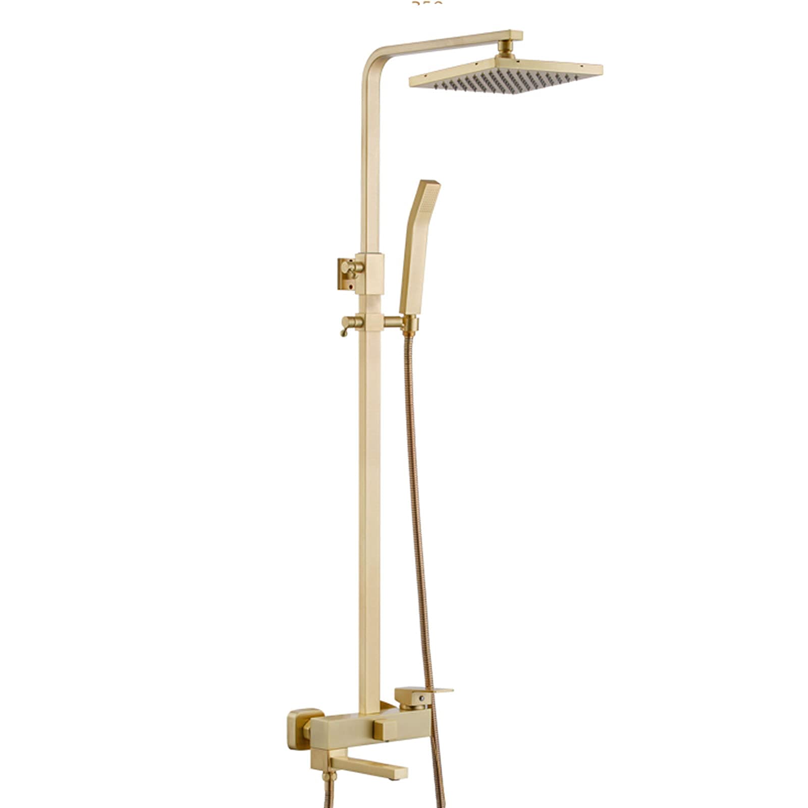 AYCDL Shower Faucet Set Brushed Gold, Rainfall Shower Head with Rotatable Tub Spout, Bathtub Shower Mixer Tap, Wall Mounted Shower System Soild Brass