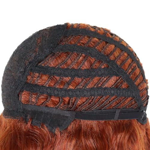 Image of GNIMEGIL Long Curly Dark Copper Wigs for Women Synthetic Auburn Red Wig with Natural Parting Fluffy Big Volume Wig Cosplay Halloween Costume Themed Parties and Daily Style