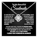 To My Beautiful Soulmate Necklace For Women, Necklace For Wife From Husband, Girlfriend Necklace From Boyfriend, Wife Birthday Gifts From Husband, Gifts Boxes For Women, Soulmate Necklace For Her