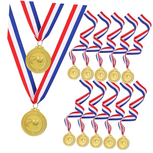 MOTHNUR 12 Piezas Medallas de Baloncesto Doradas de Aleación de Zinc para Competición Deportiva de Premios para Recuerdos para Fiestas Deportivos