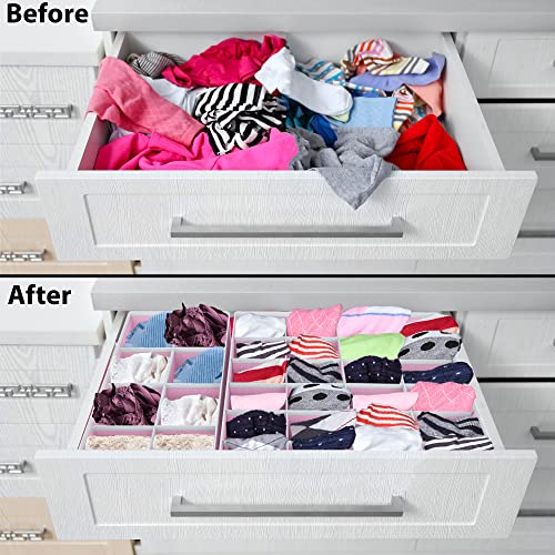 Image of Simple Houseware Closet Underwear Organizer Drawer Divider 4 Set, Pink