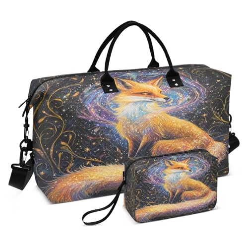 Weekender Bags Travel Duffel Gym Bag Fox Carry on Overnight Tote Bag with Toiletry Bag for Airplane Travel Trip Gym Yoga