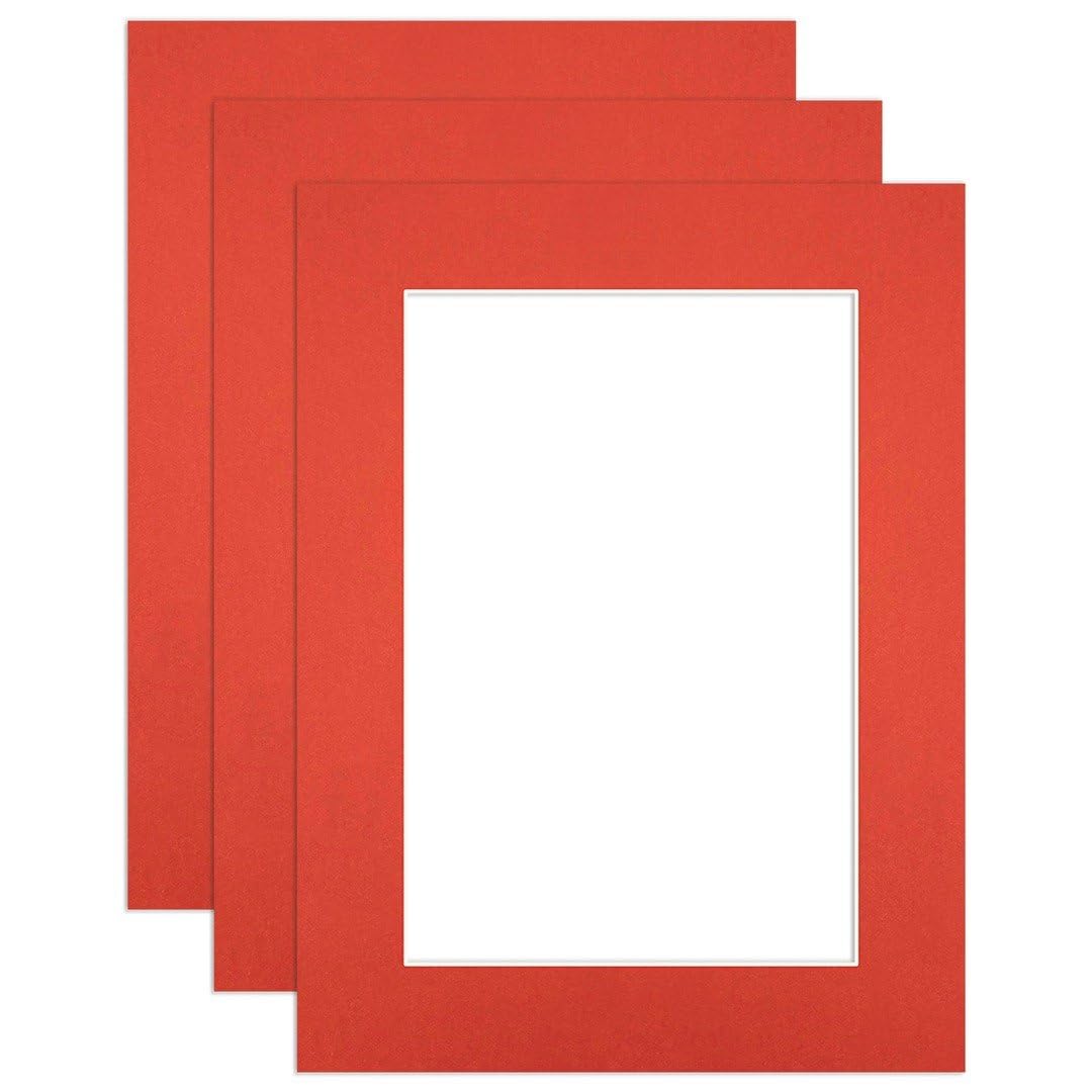 Procut Global 24x18" Poppy Red Picture Mounts to Fit 18x12" Aperture - Precision Cut Cardboard Photo Mount - Ideal for Frames, Prints, Artwork & Certificates - Sizes & Colours Available - 3 Pack