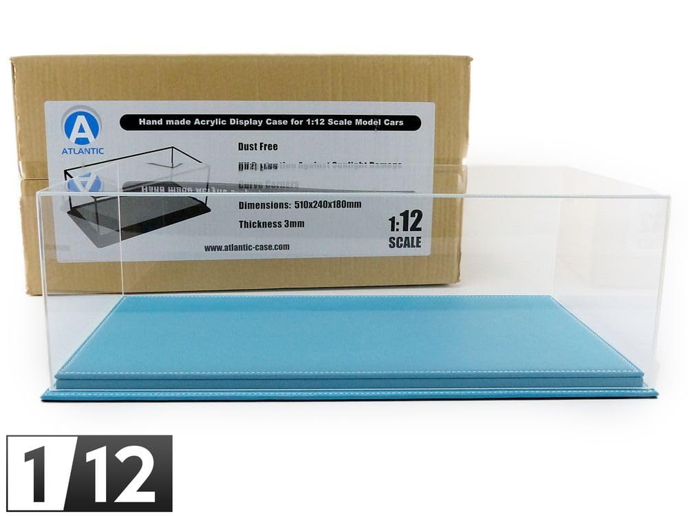 Boîte Vitrine Atlantic Case Pour Voiture Miniature 1/12 - Cuir Turquoise - Présentation Luxe