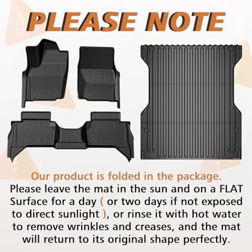 Image of TripleAliners Truck Mat Compatible with 2024-2025 Toyota Tacoma Double Cab Auto Trans Accessories w /5FT, Truck Bed Mat Heavy Duty Custom Fit All Weather Protection TPE Pickup Liner, with Floor Liners