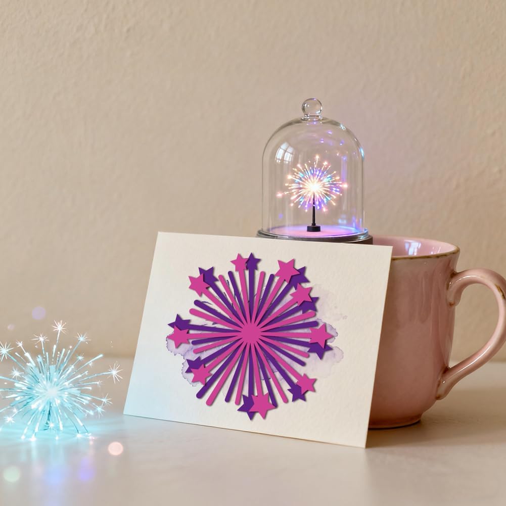 MAYJOYDIY Fireworks Party Metal Cutting Dies Festival Firework Die Cuts Stencils Love Star Element Embossing Template Dies for DIY Paper Craft Card Making Scrapbooking Album Decor