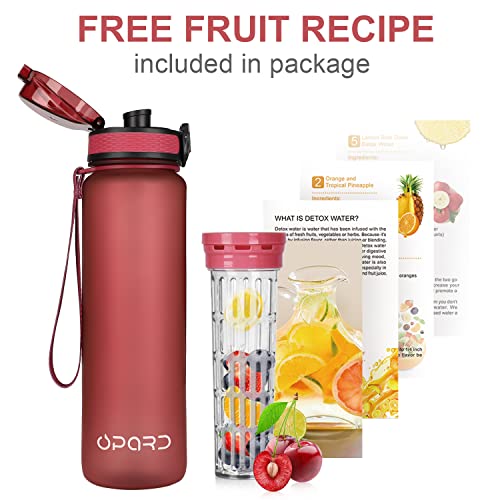Opard 32Oz Sports Water Bottle With Motivational Time Marker To Drink, Reusable Bpa Free Tritan With Filter For Gym And Outdoor #TOP2