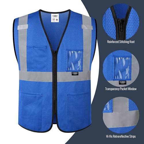 Image of JKSafety Safety Vest for men women Hi Vis Vest with Pockets and Zipper High Visibility Meet ANSI Standard（BX310