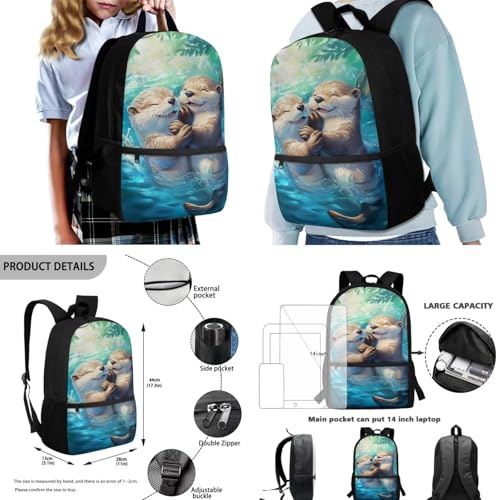 Cute Otter Kids Backpack Set Large Capacity 17 Inch Bookbag for Boys 12-14 14-16 with Lunch Box 7 Pcs Boys School Bag Set for Elementary Middle School Teens Book Bags3