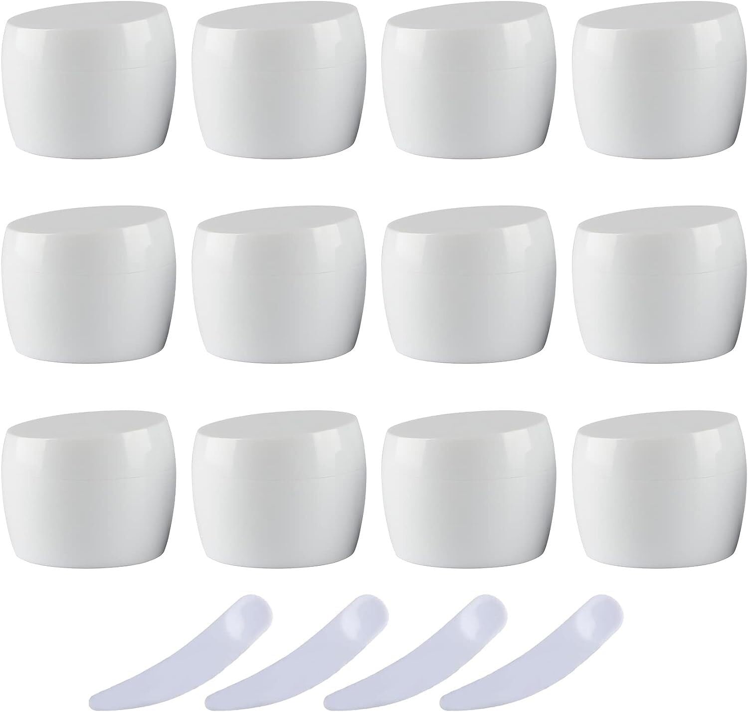 Pojemniki na kosmetyki podróżne, butelki podróżne, garnki, opakowanie 12 sztuk, puste zielone 50 ml plastikowe słoiki kosmetyczne Pojemnik z pokrywką Pojemnik do przechowywania balsamu Krem do twarzy