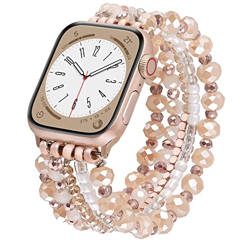 Visoom Beaded Bracelet Compatible For Apple Watch Band 40Mm/38Mm/41Mm Series 8 7 Se 2Nd /6/5/4 Women Fashion Cute Handmade Stretchy Watch Strap For Iwatch Bands Series 3/2/1 Replacement #TOP8